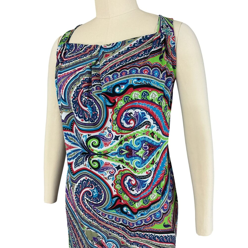 Etro Milano Paisely Shift Dress 42 /US 6 Sleeveless Square Neck Chic Italy BOHO - Picture 2 of 13